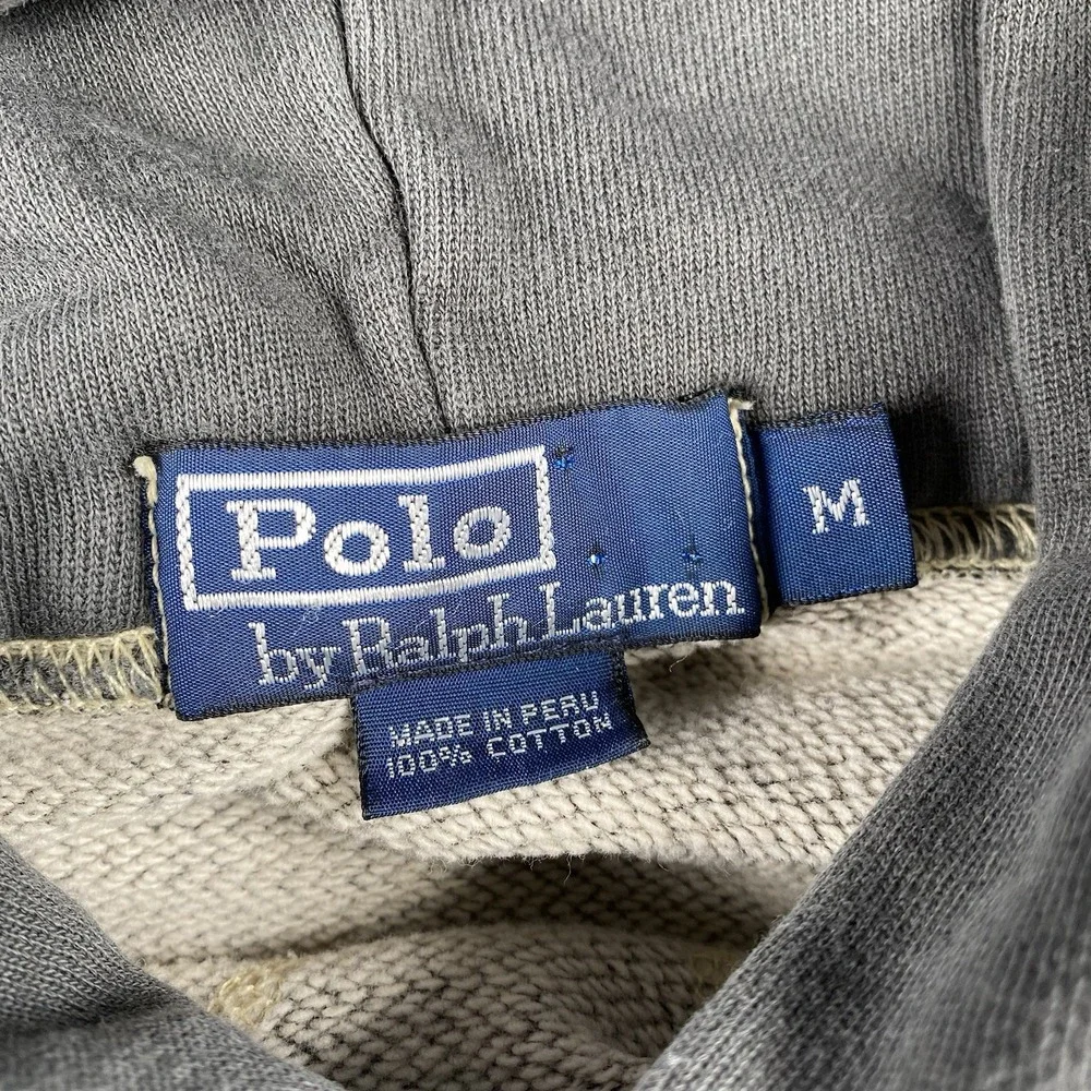 Vintage Polo Ralph Lauren Hoodie Mens Size M Grey 67th RL‎ Military Afterhood